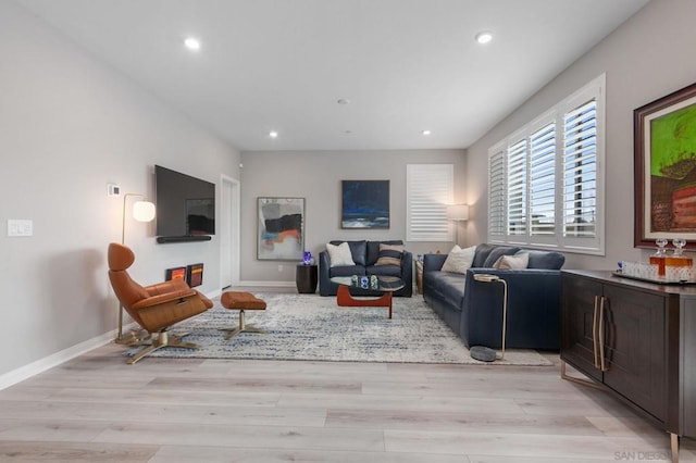 living room with light wood-type flooring