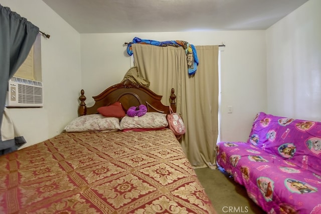 bedroom with carpet flooring and cooling unit