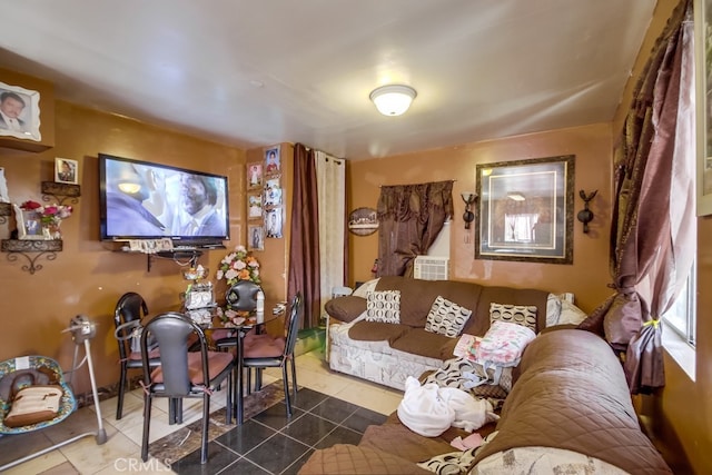 view of tiled living room