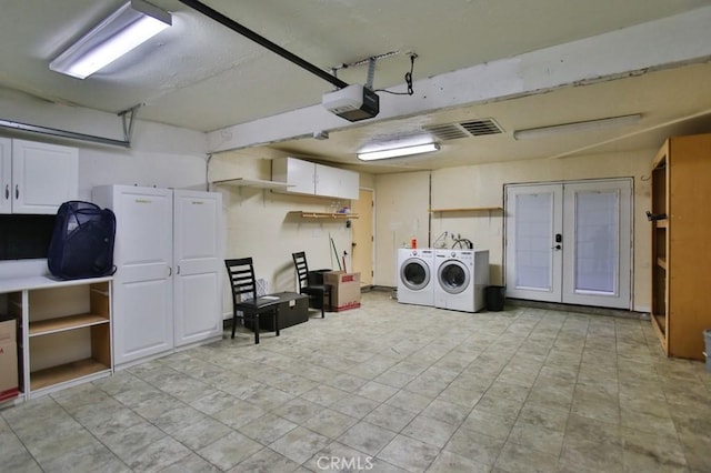 clothes washing area featuring independent washer and dryer