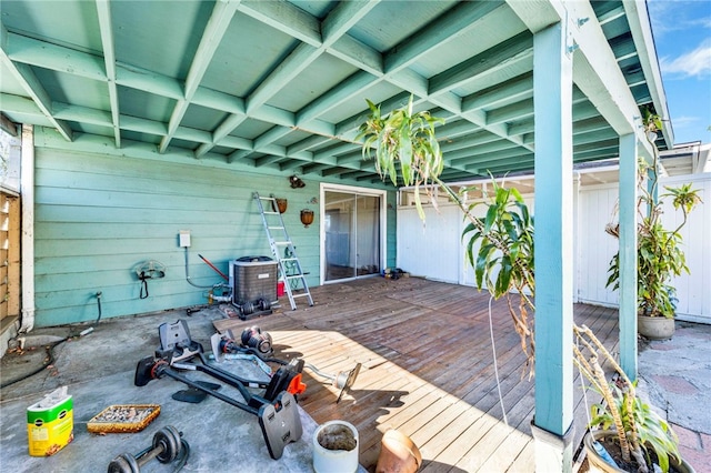 wooden deck with central AC