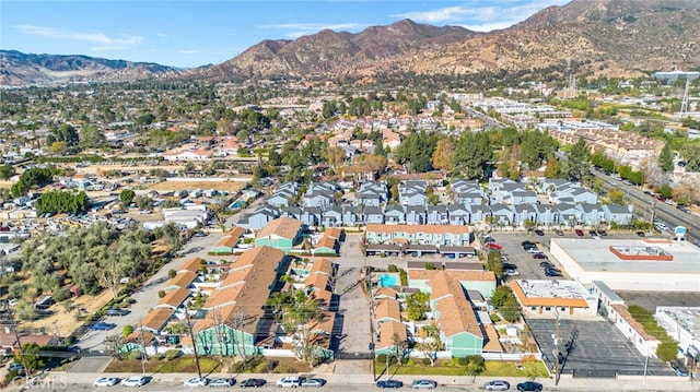 drone / aerial view with a mountain view