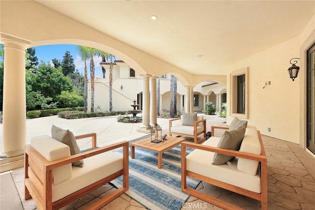 view of patio with an outdoor living space