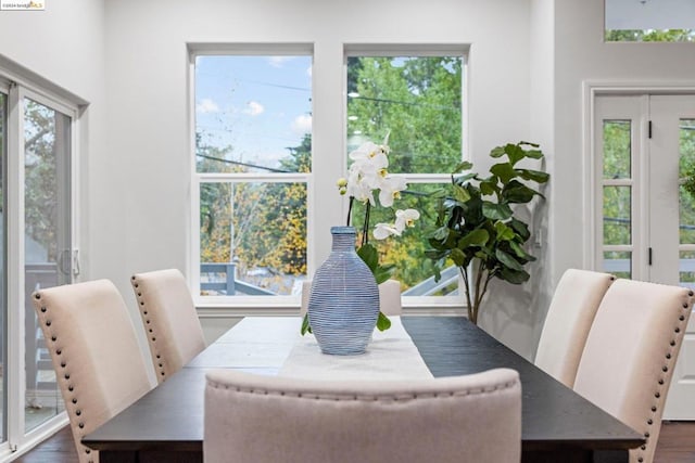 dining area featuring dark hardwood / wood-style flooring