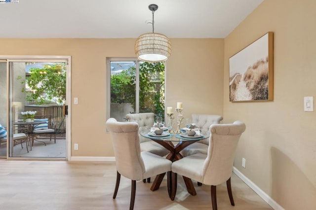 dining space featuring light hardwood / wood-style flooring