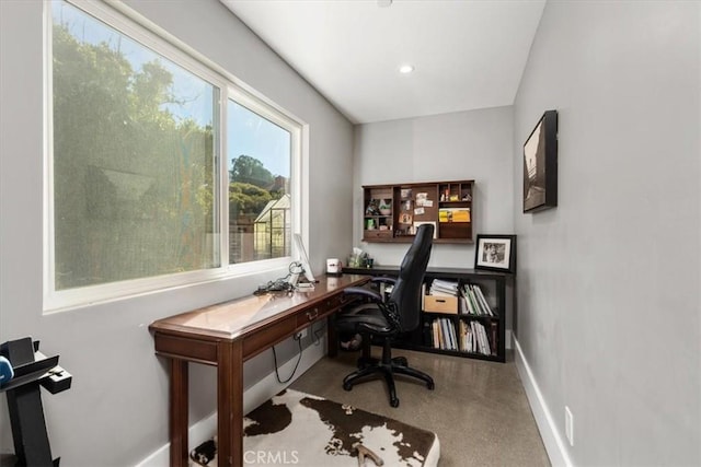 view of carpeted office