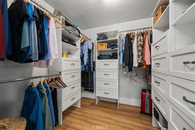 spacious closet with light hardwood / wood-style floors