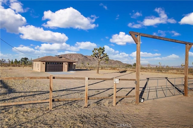 exterior space featuring a mountain view and a rural view