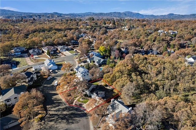 birds eye view of property featuring a mountain view