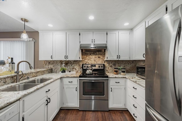 kitchen with white cabinetry, sink, and appliances with stainless steel finishes