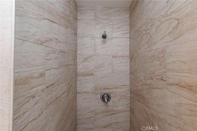 interior details featuring tiled shower