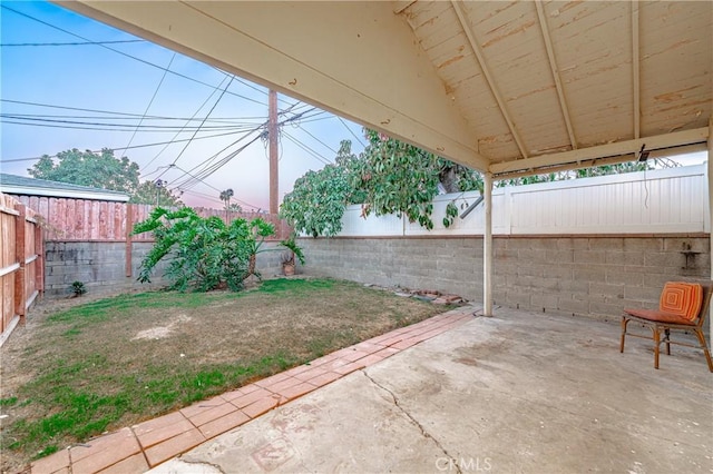 view of yard featuring a patio area