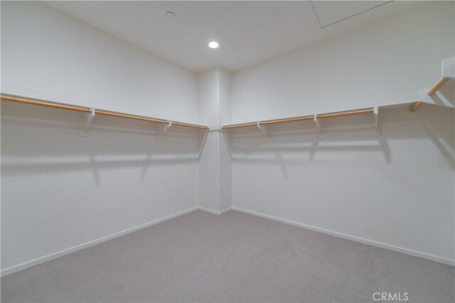 walk in closet with carpet