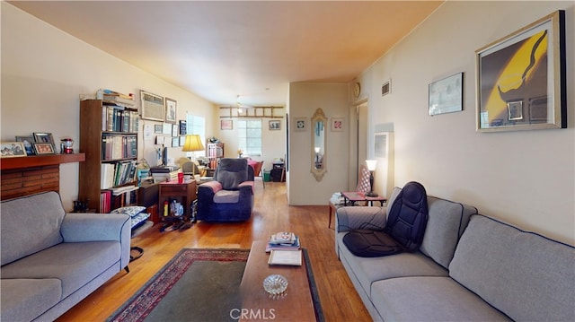 living room with light wood-type flooring