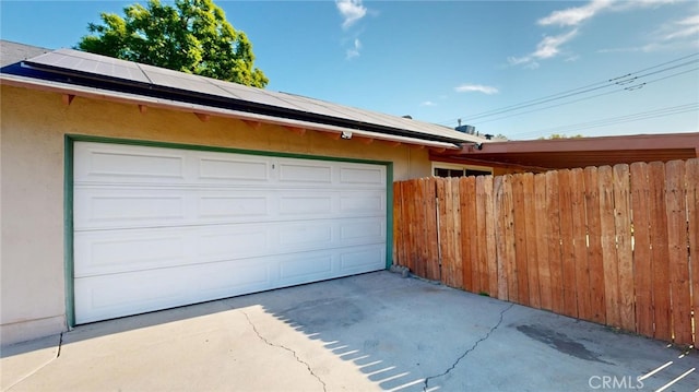 garage with solar panels