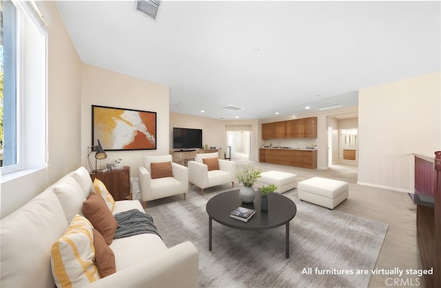 living room featuring light hardwood / wood-style flooring