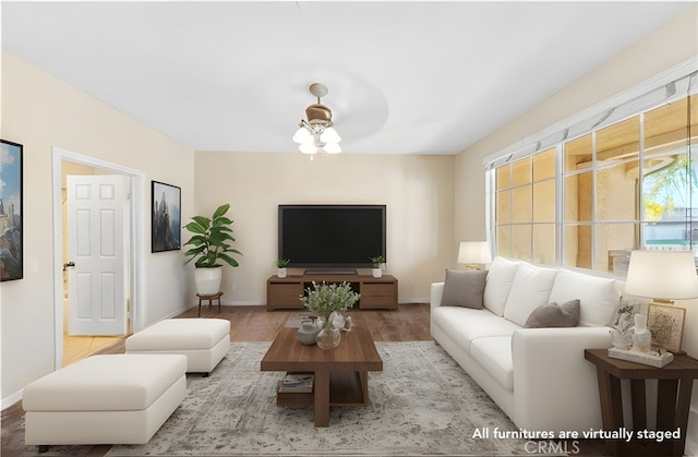 living room with light hardwood / wood-style floors