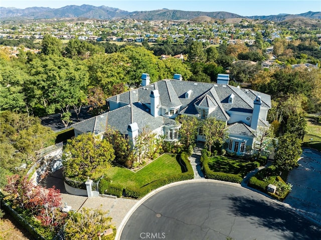 bird's eye view with a mountain view