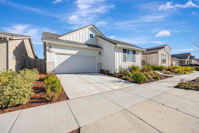 single story home with a garage