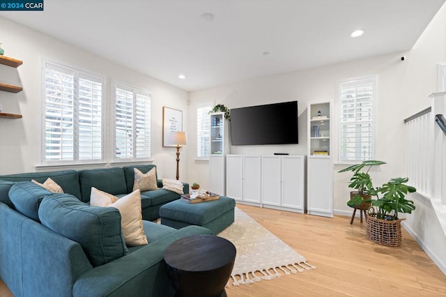 living room featuring light hardwood / wood-style flooring