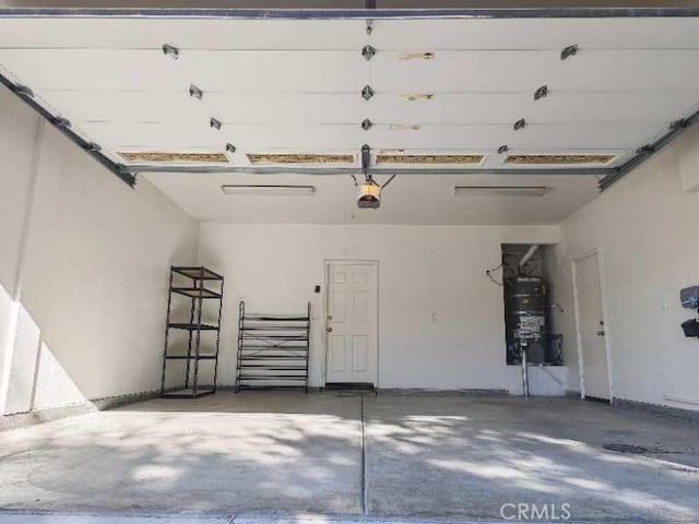 garage featuring water heater