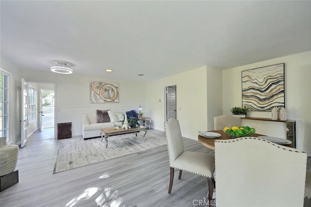 dining room with light hardwood / wood-style flooring