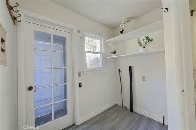 doorway to outside featuring light hardwood / wood-style floors