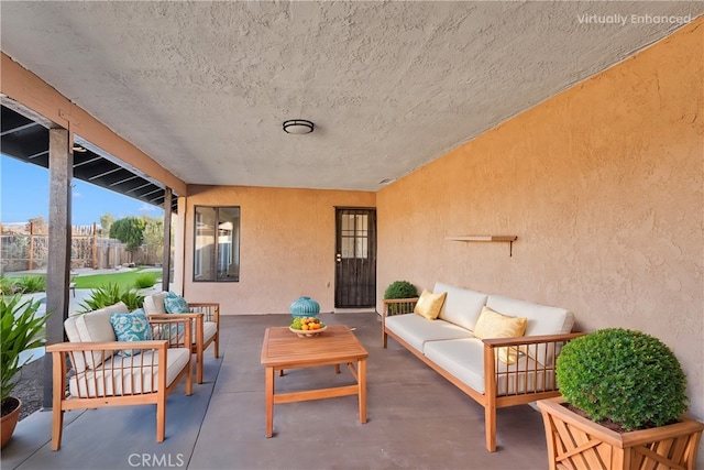 view of patio with an outdoor living space