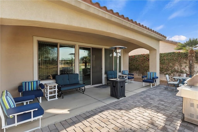 view of patio featuring an outdoor living space