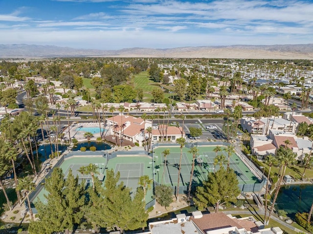 aerial view with a mountain view