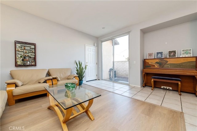 living room with light wood-type flooring