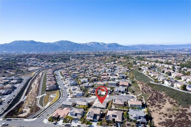 bird's eye view with a mountain view