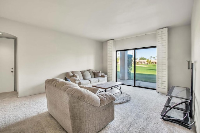 living room with light carpet