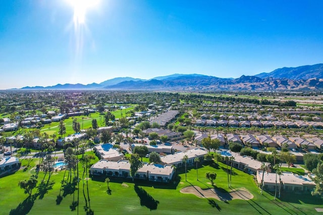 bird's eye view with a mountain view