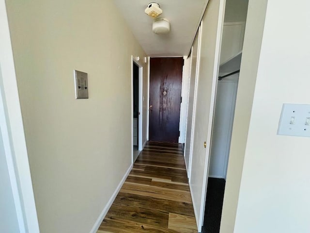 hallway featuring dark hardwood / wood-style flooring