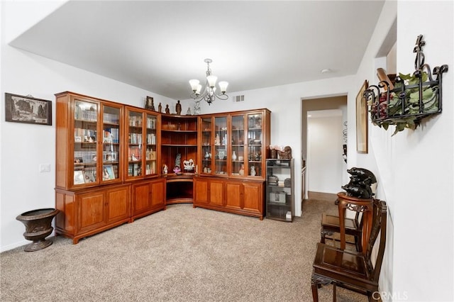 interior space with a notable chandelier