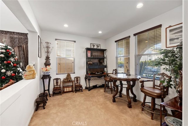 carpeted office space featuring plenty of natural light