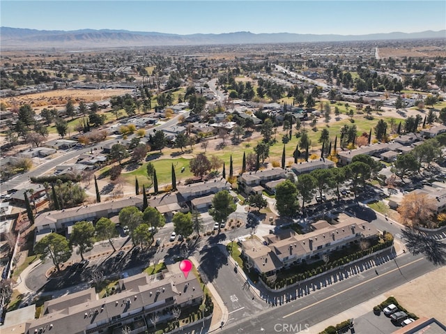 bird's eye view with a mountain view