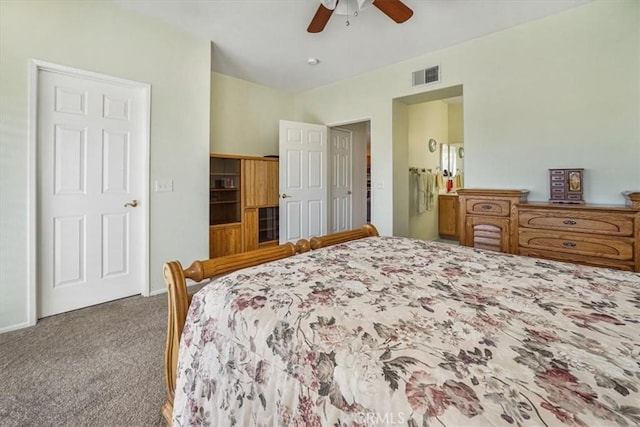 bedroom featuring carpet flooring and ceiling fan