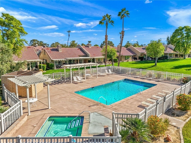 view of pool with a patio area and a pergola