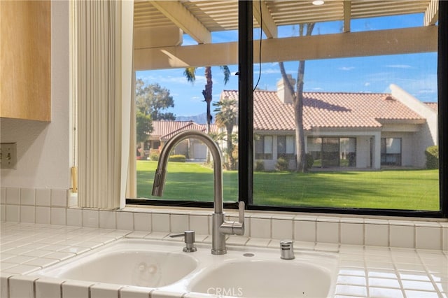 details with a sink and tile counters