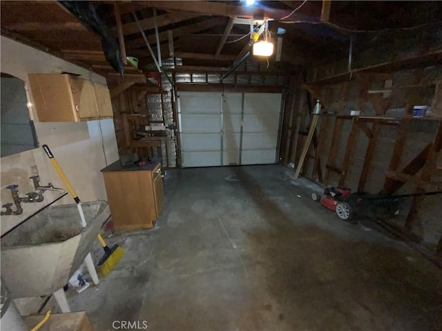 garage with sink