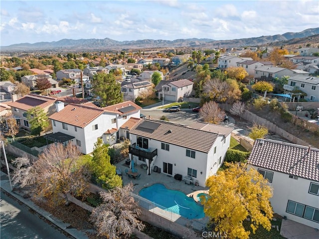 aerial view with a mountain view