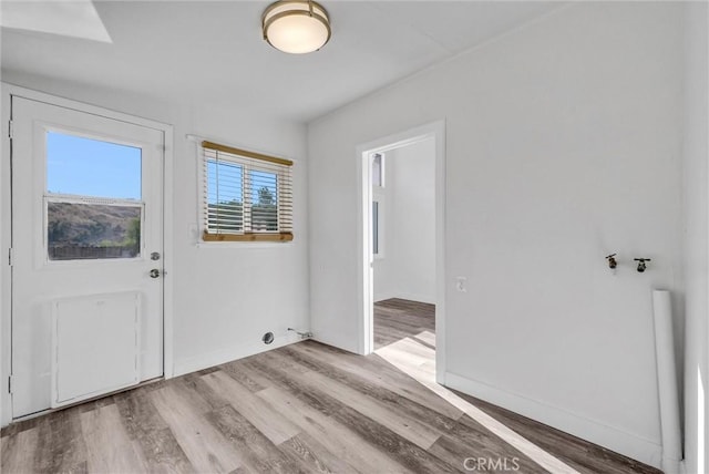 entryway with light hardwood / wood-style flooring