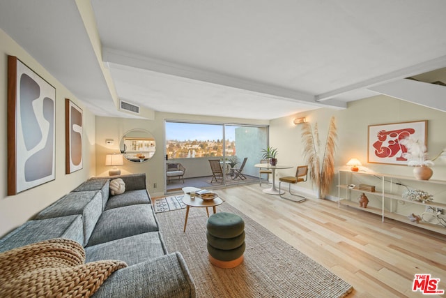 living room with wood-type flooring