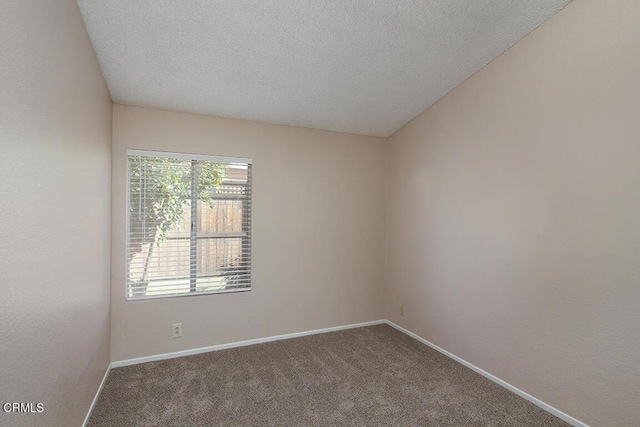 empty room featuring carpet flooring and a textured ceiling