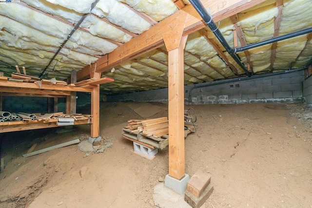 view of unfinished attic