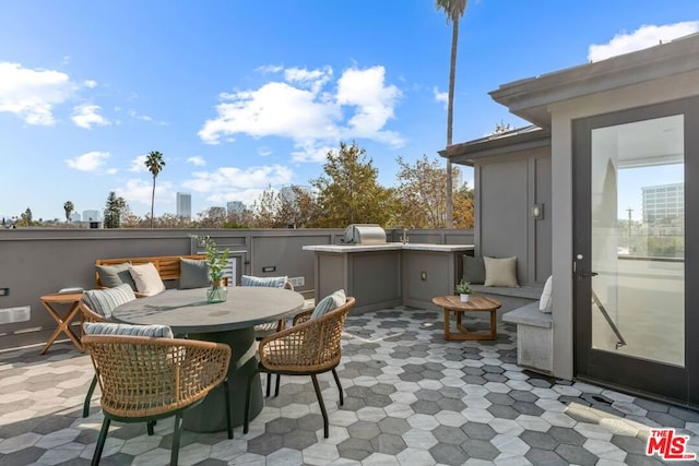 view of patio featuring exterior kitchen