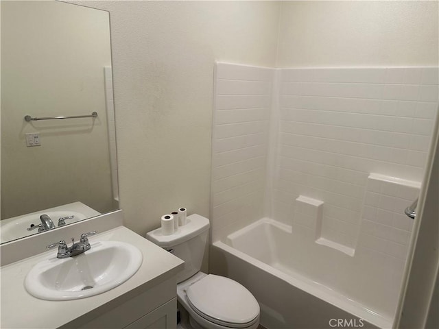 full bathroom featuring vanity, toilet, and tub / shower combination