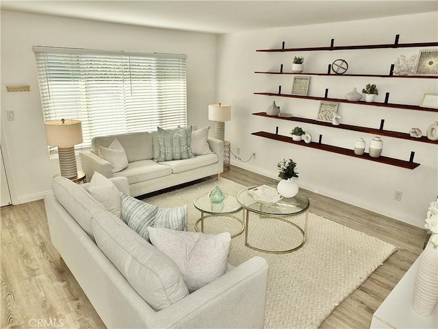 living room featuring light wood-type flooring